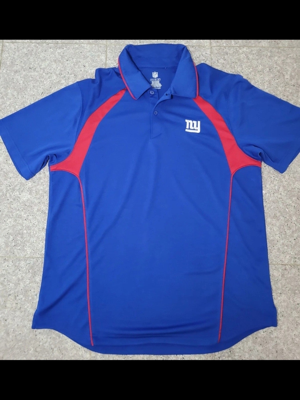 NFL Royal Blue Polo with Red Trim - NY Giants Logo Size Large